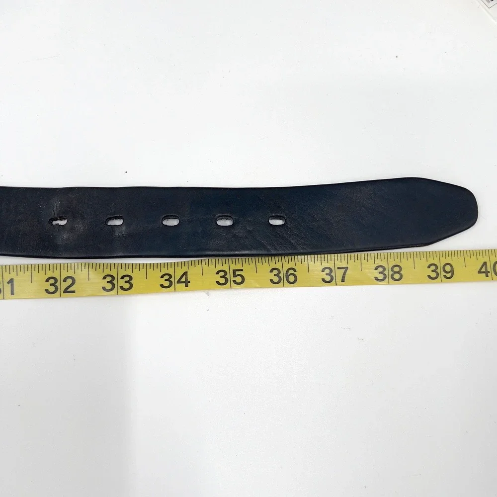 Timberland Mens Genuine Leather Belt Black Silver Buckle 1426-001 Gorpcore 34
